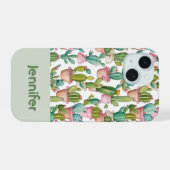 Fun monogramm heller Kakti iPhone 15 Hülle (Rückseite (Horizontal))