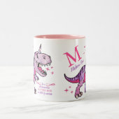 Fun Monogramm Name Unicornasaurus Glitzer T-Rex Zweifarbige Tasse (Mittel)