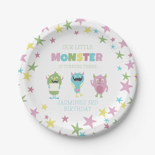 Fun Monster Thema Kindergeburtstag Pappteller (Vorderseite)
