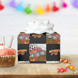 Fun Monster Truck Birthday Wrapping Paper Geschenkpapier