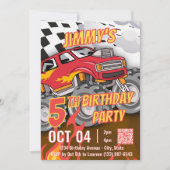 Fun Monster Truck QR Code Birthday Party  (Vorderseite)