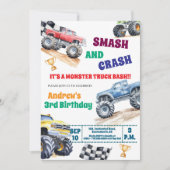 Fun Monster Trucks 3rd Birthday Party Invitation Einladung (Vorderseite)