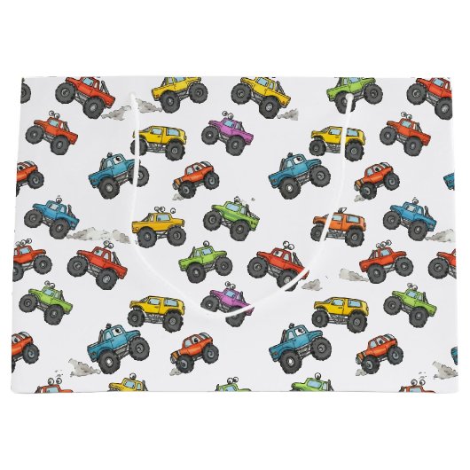 Fun Monster Trucks Birthday  Große Geschenktüte (Vorderseite)