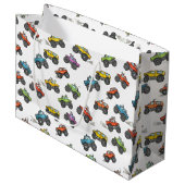 Fun Monster Trucks Birthday  Große Geschenktüte (Vorderseite Schrägansicht)