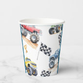 Fun Monster Trucks Birthday Party Pappbecher (Rückseite)