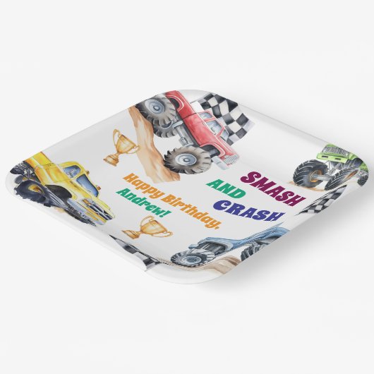 Fun Monster Trucks Birthday Party Pappteller (Gewinkelt)