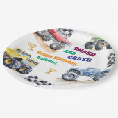 Fun Monster Trucks Birthday Party  Pappteller (Schrägansicht)