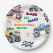 Fun Monster Trucks Birthday Party Pappteller (Vorderseite)