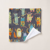 Fun Monsters Muster Badhandtuch Set (Waschlappen)