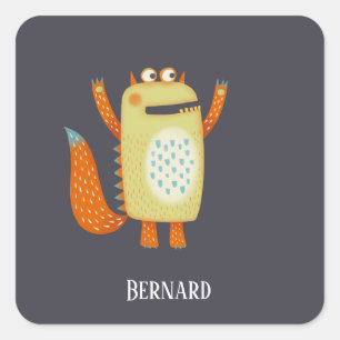 Fun Monsters Personalisiert Quadratischer Aufkleber