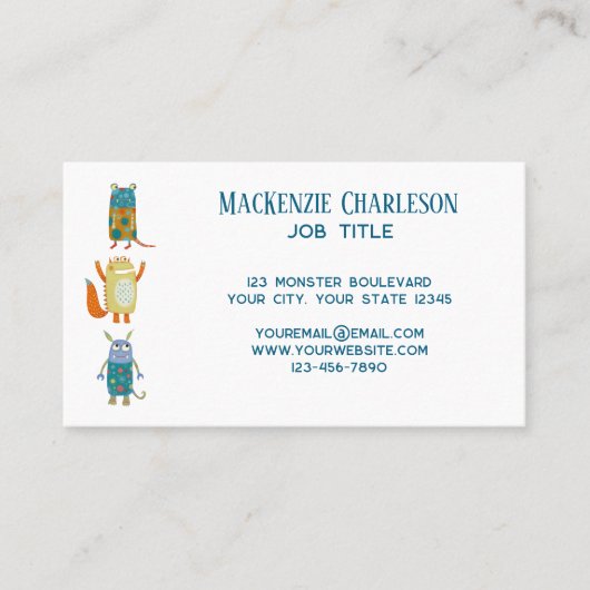 Fun Monsters Visitenkarte (Vorderseite)