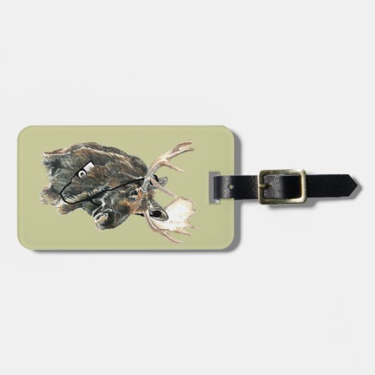 Fun Moose mit Kopfhörern Gepäckanhänger (Vorderseite horizontal)