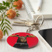 Fun Moose Red Name Wildlife Schlüsselanhänger (Seite)