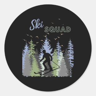 Fun Mountain Adventure Ski Squad Winter Sport Ski Runder Aufkleber
