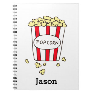 Fun Movie Theater Popcorn in Red White Ecket Notizblock