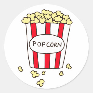 Fun Movie Theater Popcorn in Red White Ecket Runder Aufkleber