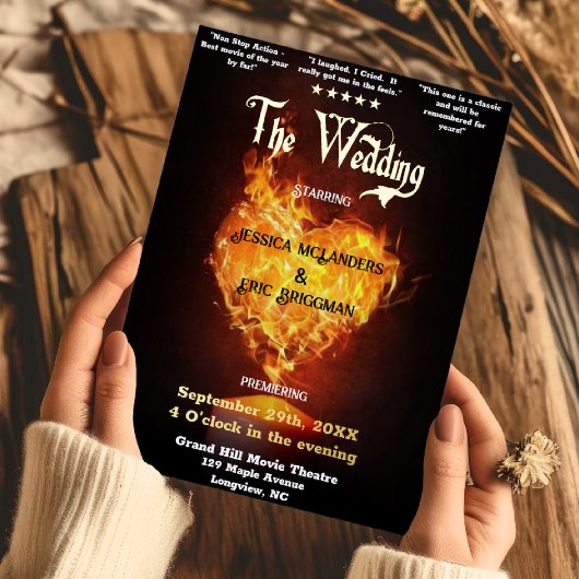 Fun Movie Theater Poster Thema Hochzeit Folieneinladung