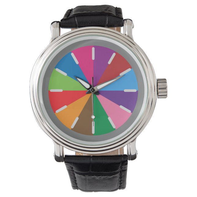 Fun Multi-Color Pie Style Armbanduhr (Vorderseite)