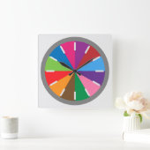 Fun Multi-Color Pie Style Quadratische Wanduhr (Zuhause)