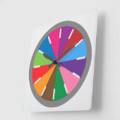 Fun Multi-Color Pie Style Quadratische Wanduhr (Winkel)