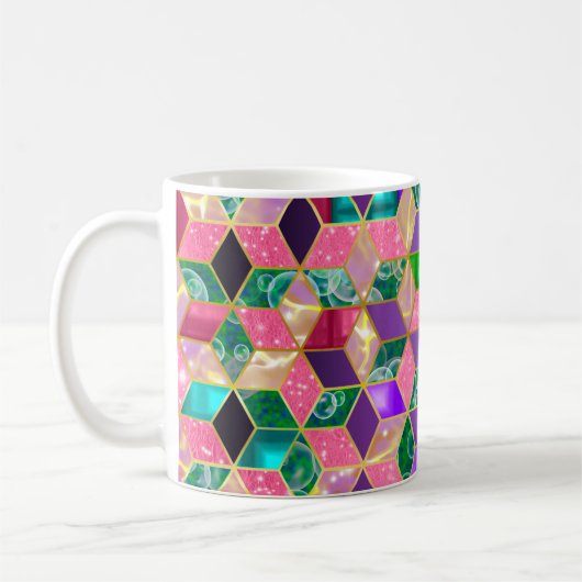 Fun Multi-Mixed Diamond-Shaped Hexagon 2 Kaffeetasse (Links)