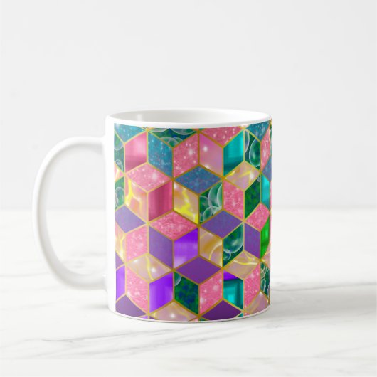 Fun Multi-Mixed Diamond-Shaped Hexagon 2 Kaffeetasse (Links)