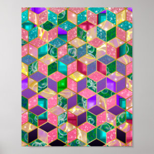 Fun Multi-Mixed Diamond-Shaped Hexagon Poster