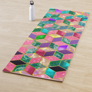 Fun Multi-Mixed Diamond-Shaped Hexagon Yogamatte