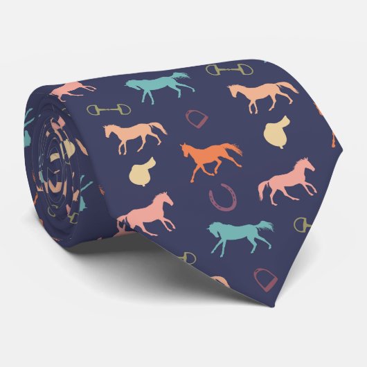 Fun Multicolor English Horse Pattern Krawatte (Gerollt)