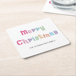 Fun Multicolor Frohe Weihnachten Rechteckiger Pappuntersetzer