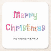 Fun Multicolor Frohe Weihnachten Rechteckiger Pappuntersetzer (Vorderseite)