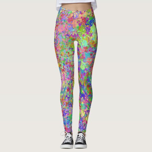 Fun Multicolor Paint Spritzers Leggings (Vorderseite)