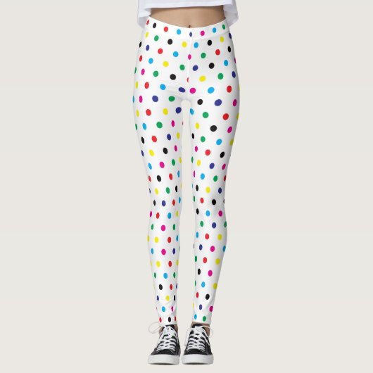 Fun Multicolor Polka Dot Pattern Leggings (Vorderseite)