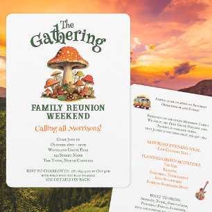 Fun Mushrooms Retro Family Wiedersehen Weekend Einladung
