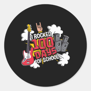 Fun Music Guitar I rockte 100 Tage der Schule Runder Aufkleber