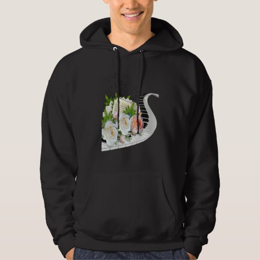 FUN MUSIC ROSE PIANO MUSIC NOTES & FLOWERS CLUSTER HOODIE (Vorderseite)