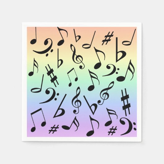 Fun Musical Notes Rainbow Party Napkins Serviette (Vorderseite)
