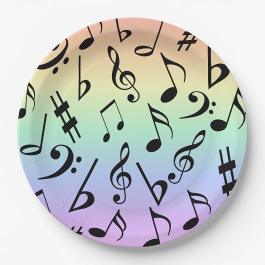 Fun Musical Notes Rainbow Party Teller (Vorderseite)