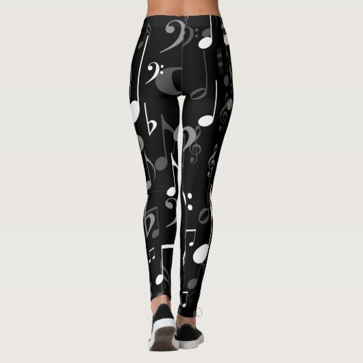 Fun Musical Notes Random Pattern Leggings (Rückseite)