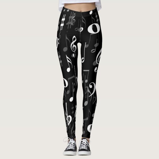 Fun Musical Notes Random Pattern Leggings (Vorderseite)