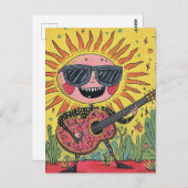 Fun Musical Sunshine Playing Guitar Postkarte (Vorne/Hinten)