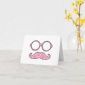 FUN MUSTACHE UND GLASSEN, DRUCKER GLITZER KARTE (Gelbe Blume)