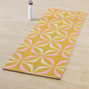 Fun Mustard und Pink Mitte Jahrhundert Modernes Mu Yogamatte