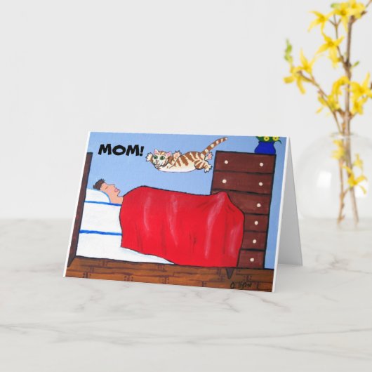 Fun Mütter Day Cat Card Karte (Gelbe Blume)