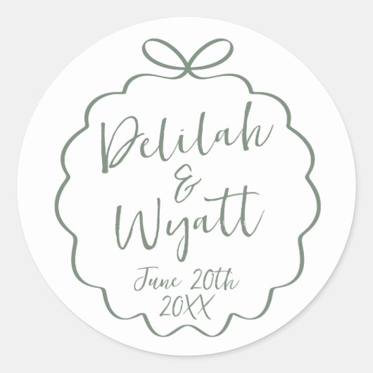 Fun Names Wedding Date Bevorzugung Umschlag Runder Aufkleber (Vorderseite)