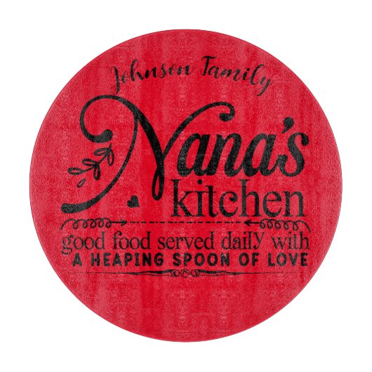 Fun Nana's Kitchen Schneiderbrett. Bearbeitbarer N Schneidebrett (Vorderseite)