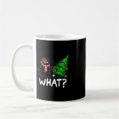 Fun Naughty Black Cat Pushing Weihnachtsbaum über Kaffeetasse (Links)