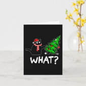 Fun Naughty Black Cat Pushing Weihnachtsbaum über Karte (Gelbe Blume)