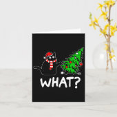 Fun Naughty Black Cat Pushing Weihnachtsbaum über Karte (Gelbe Blume)
