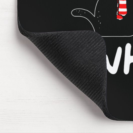 Fun Naughty Black Cat Pushing Weihnachtsbaum über Mousepad (Ecke)